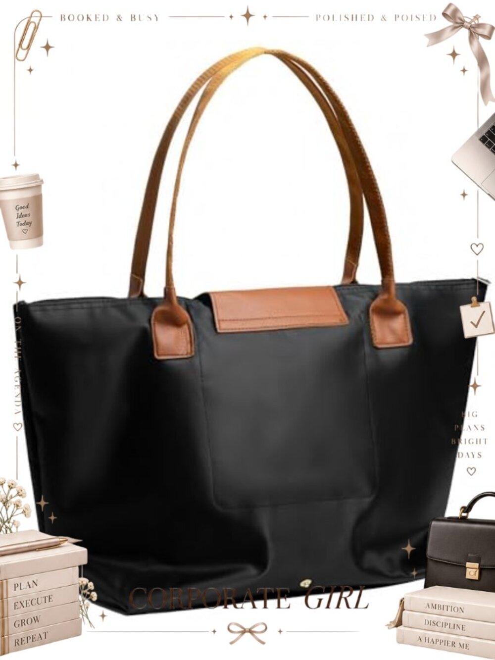 Foldable Nylon Tote Bag Large Travel Work Laptop Shoulder Handbag